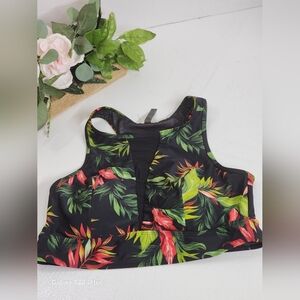 Torrid Black Tropical Floral Tank Top